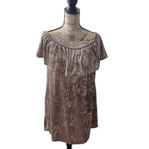 Pants Store Off The Shoulder Velvet Ruffle‎ Dress M